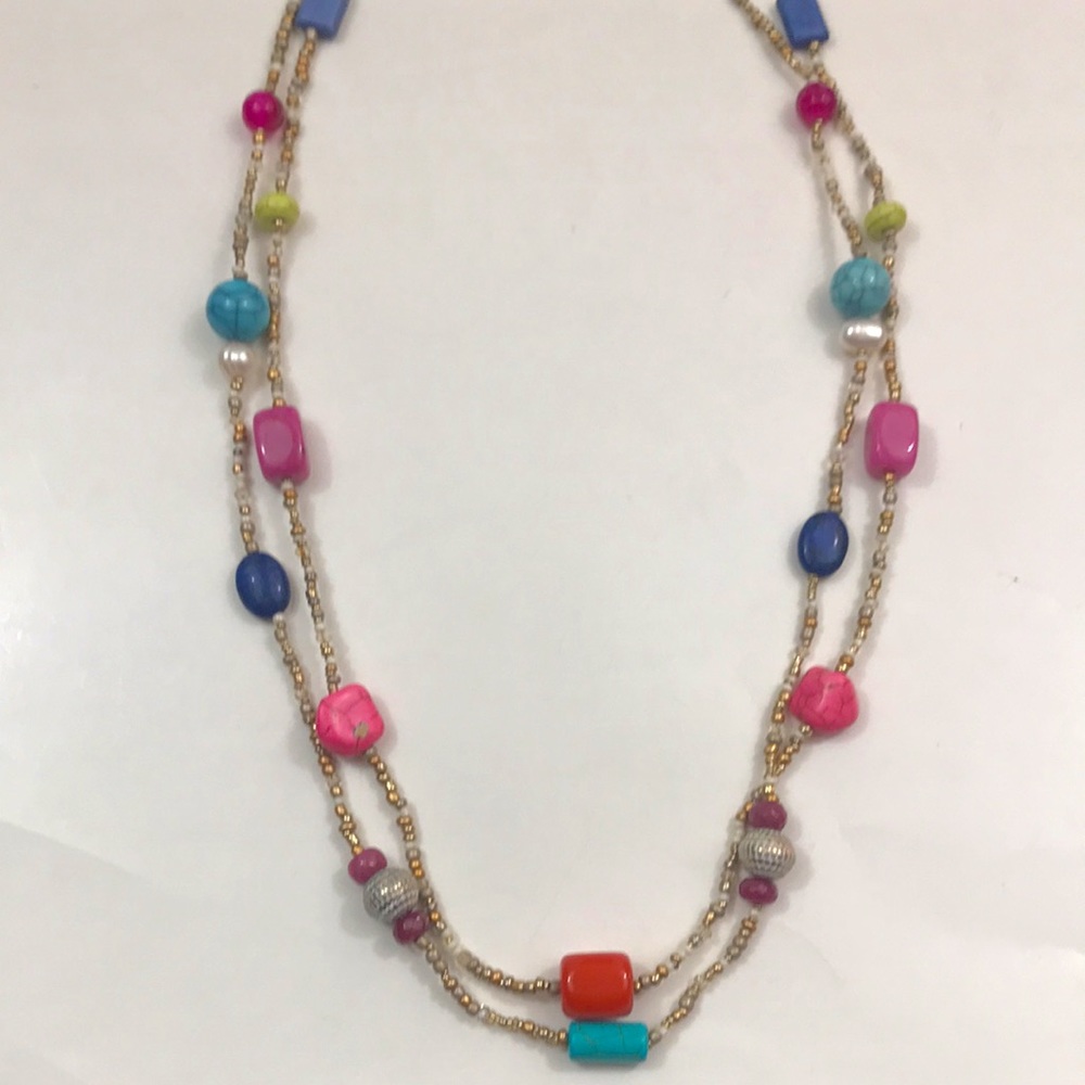 Chico’s bead necklace/belt, 34”, EUC
